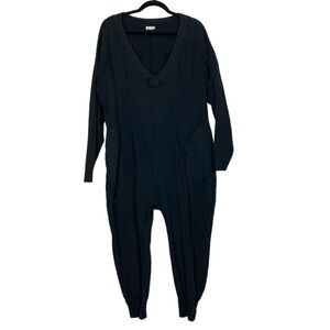 Free People Black V-Neck Jumpsuit